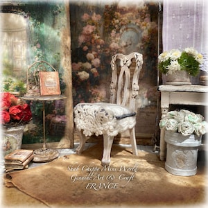 Immortelle - Romance Chair from Pays d&#39;AIX, seat, armchair - Miniature Furniture - Shabby Chic - Dollhouse 1/12th - OOAK