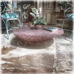 FARIGOULO - Coffee Table with Ceramic Mosaic Top, Provence Tradition Style - Miniature Furniture - Shabby Chic - Dollhouse 1/12th - OOAK