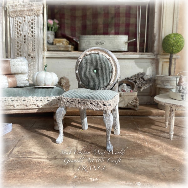 Chaise crapaud, siège type brocante  de style Provence Pays D'Aix - Siège - Mobilier Miniature - Shabby Chic - Dollhouse 1/12e - OOAK