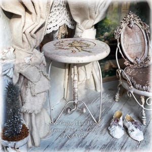 CHRISTMAS - Old table, Provence Tradition Style pedestal table - Base, display - Miniature furniture - Shabby Chic - Dollhouse 1/12th - OOAK