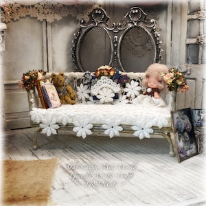 Boho - Daybed, wrought iron sofa Provence style Pays d&#39;AIX - Shabby Chic - Dollhouse 1/12th - OOAK