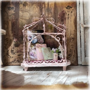 Tenderness - Wrought Iron - Wardian, reliquary, display base - Miniature Furniture - Shabby Chic - Dollhouse 1/12th - OOAK