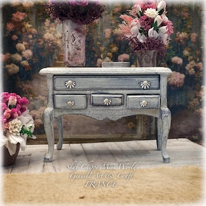 Tradition - Buffet 4 opening drawers, Provence Pays D&#39;AIX - Miniature furniture - Shabby Chic - Dollhouse 1/12th - OOAK