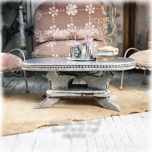 L&#39;Arlésienne - Coffee Table with Reflector Tray, Provence Tradition Style - Miniature Furniture - Shabby Chic - Dollhouse 1/12th - OOAK