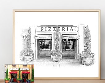 Custom Storefront Sketch, Drawing From Photo, Business Front, Commercial Building Painting, Restaurant, Bar, Boutiques, For Business Owner