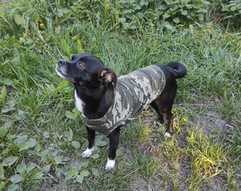 Cotton tank top for dog, green camouflage cotton pet shirt, custom dog shirt, clothes for dog, cat, dog blouse, gift for pet, pet fashion