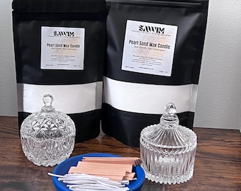 Kit de recarga de vela de 250 g con 10 mechas / Vela de cera Sawim Pearl Sand "Burn a Jar" / Perlas de cera granulares con certificación RSPO / Kit ecológico para armar uno mismo