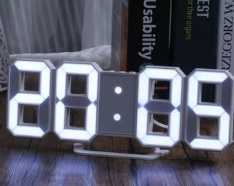 Horloge USB LED 3D unique - Décoration de bureau moderne | Montre personnalisable pour la maison ou le bureau | Horloge numérique LED avec alimentation USB