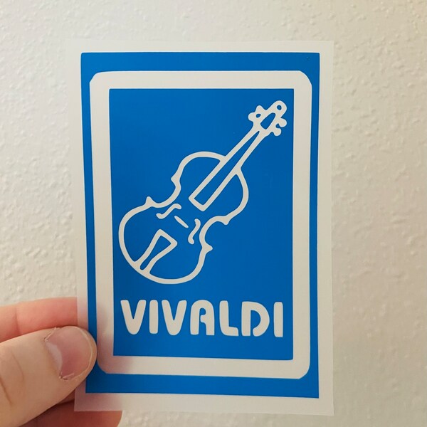 Vivialdi violin rectangle vinyl sticker decal