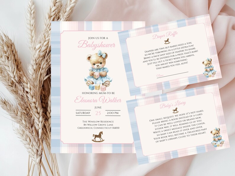 Editable Baby Shower Bundle Girl – Ralph Lauren Polo Style – Pink Blue ...