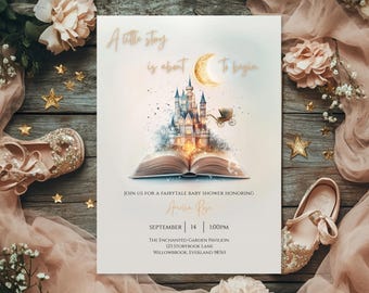 Fairytale Baby Shower Invitation gender neutral | Storybook Theme Baby Shower Invite | Editable Template Once Upon a Time, Instant Download