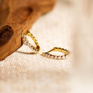 Pave Hoop Earrings, Dainty Diamond Earrings, Diamond Huggie Earrings, Small Huggie Hoops, Minimalist Earrings, Gold Earrings, Wedding Hoops