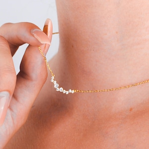 Collier en grappe de diamants, délicat collier rang de diamants, collier multi-diamants, collier superposition de diamants unique, cadeau pour maman, cadeau pour elle