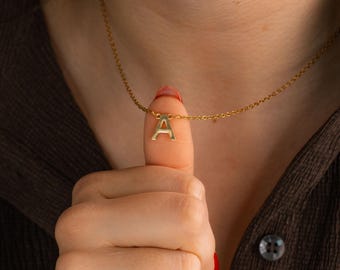 Minimalist Gold Initial Necklace, Simple Gold Letter Necklace, Letter Pendant Necklace, Initial Jewelry, Layering Necklace, Dainty Necklace