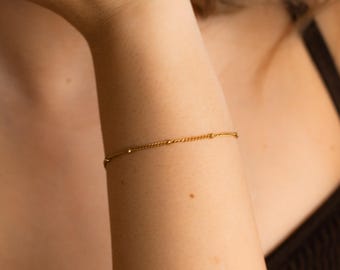 Minimalist Gold Chain Bracelet, Dainty Satellite Bracelet, Gold Bead Bracelet, Delicate Bracelet for Women, Simple Bracelet, Thin Bracelet