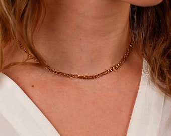 Gold Figaro Chain Necklace, Dainty Link Chain Necklace Everyday Gold Necklace, Minimalist Thin Necklace Chain