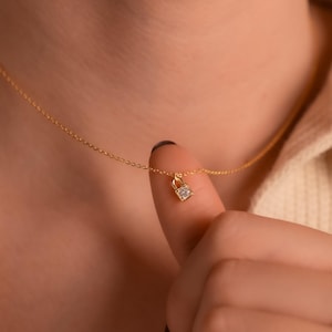 Diamond Padlock Necklace, Diamond Charm Necklace, Dainty Lock Pendant, Lock With Diamond Necklace, Minimalist Pendant, Gift For Her