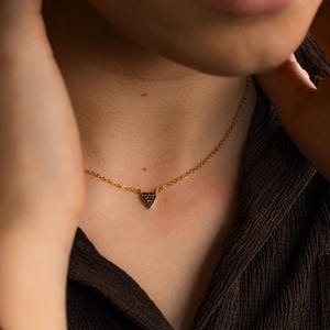 Black Onyx Heart Necklace, Onyx Necklace, Onyx Jewelry, Black Heart Pendant Necklace, Minimalist Gold Necklace, Simple Heart Necklace