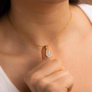 Gold Opal Necklace, Teardrop Opal Necklace, Opal Pendant Necklace, October Birthstone, Opal Jewelry, Gemstone Pendant Necklace, Gift For Mom