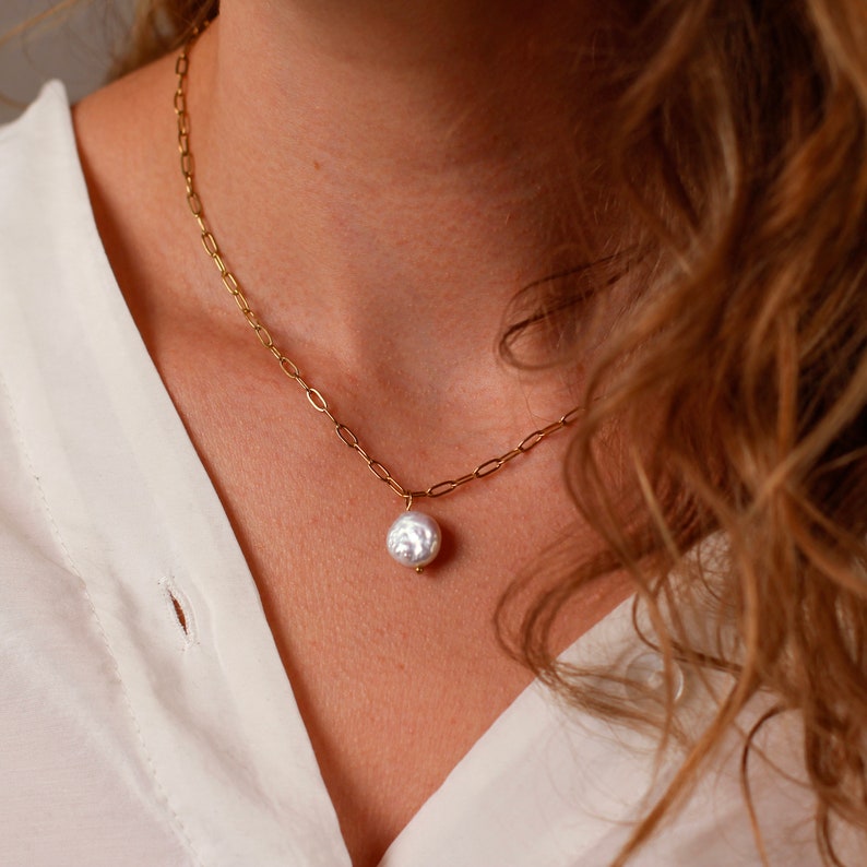 Baroque Pearl Pendant Irregular Pearl Necklace, Layered Necklace, Bridesmaid Gifts, Minimal Pearl Jewelry Gift For Her image 7