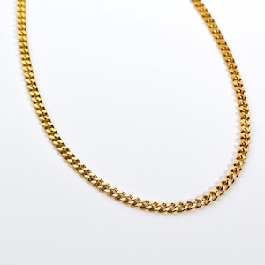 Thin Curb Chain Necklace, Minimalist Cuban Necklace, Simple Gold Chain Necklace, Narrow Gold Chain, Everyday Chain Necklace, Gift For Her