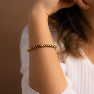 Gold Bead Bracelet, Gold Ball Bracelet, Beaded Gold Bracelet, Delicate Stacking Bracelet, Ball Gold Bracelet, Dainty Gold Chain Bracelet