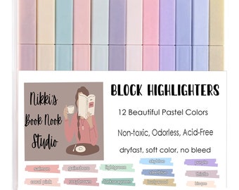 12Pcs Aesthetic Highlighters, Chisel Tip Marker Pen, Assorted Color, No Bleed Highlighters, Cute Pastel Highlighters for Journaling Planner