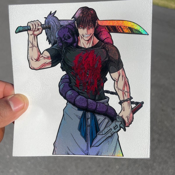 Anime  sticker Toji jjk Decal Holographic Weatherproof UV-Resistant Car Laptop Decal Sticker