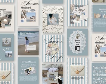 Summer Travel Instagram Templates, Scrapbook Coastal Canva Posts & Stories, Beach Social Media Kit, Travel Content, Vacation, IOS core