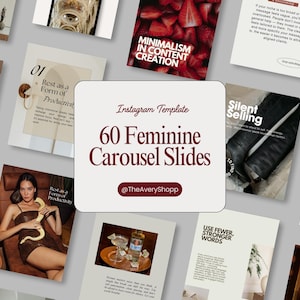 60 Feminine Karussell Folien | Canva Vorlagen | Instagram-Karussell | Digitaler Download | Social Media Marketing | Coaching Business Vorlagen