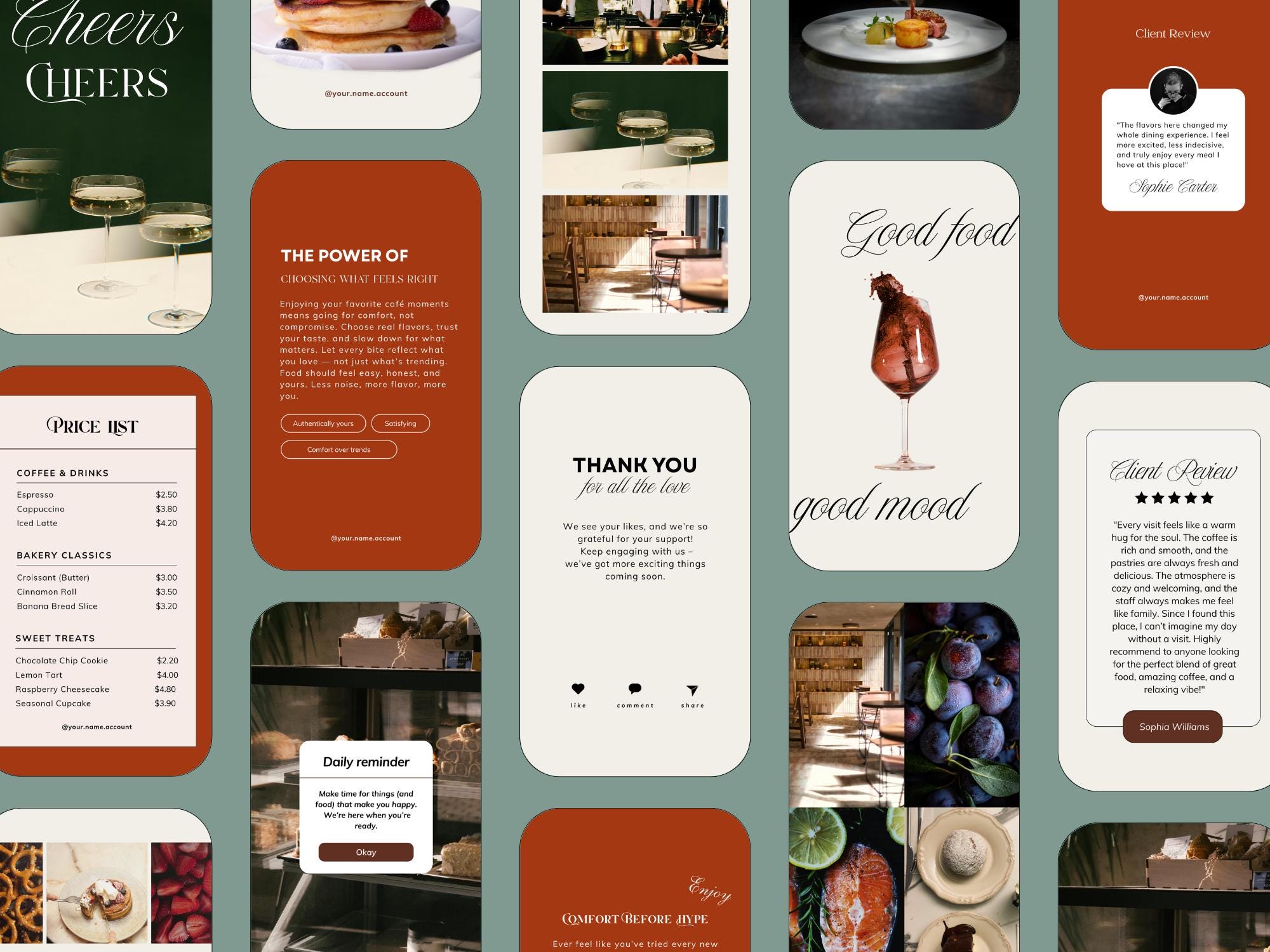 Restaurant Instagram Templates: Social Media Kit for Canva (60 Posts ...