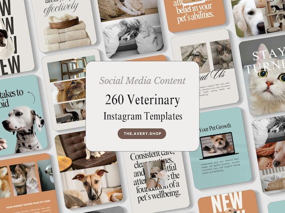 Mega Pack Veterinary Social Media Templates Bundle, Pet Shop Canva Pack, Instagram Posts & Stories Kit, Animal Clinic Content Pack, Pet