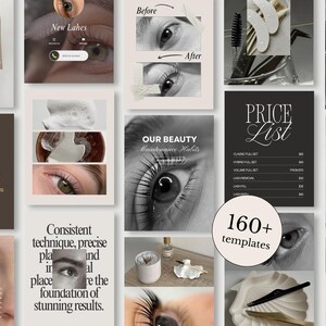 Luxury Lash Artist Instagram Post Templates, Beauty Canva Posts, Lash Extension Content Kit, Eyelash Technician Marketing, Lash Salon Social