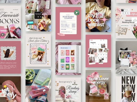 Bookstagram Instagram Post Templates, IOS Cozy Bookish Posts, Book Lover Canva Posts, Reading Journal Content, Literary Blogger Kit