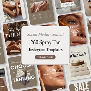 Kit de bronceado en spray Mega Pack, publicaciones e historias de bronceado profesional, kit de bronceado sin sol, plantillas de Instagram para salones de belleza con bronceado en spray, bronceado