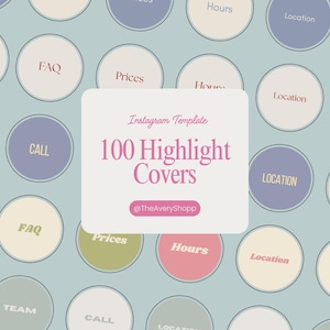 100 Instagram Highlight Covers - Icons - Social Media Story Covers - Instagram template - Social Media Marketing Templates