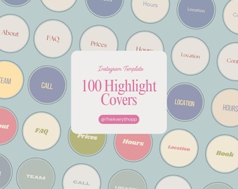 100 Instagram Highlight Covers: Customizable Social Media Story Icons (Canva Template)