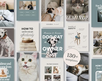 Posts sobre animais de estimação, modelos de posts para Instagram de clínicas veterinárias, modelos para lojas de animais, posts para negócios de animais de estimação no Canva, clínica veterinária, cuidados com animais, amantes de cães e gatos