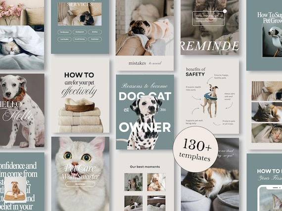 Pet Posts, Veterinary Instagram Post Templates, Pet Shop Templates, Canva Pet Business Posts, Vet Clinic, Animal Care, Dog Cat Pet Lover