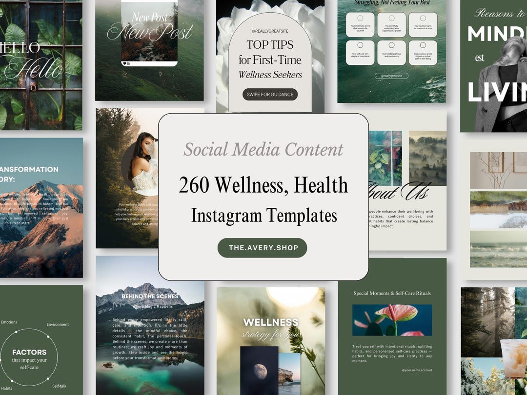 Mega Pack Health & Wellness Instagram Templates Bundle, Wellness Canva ...
