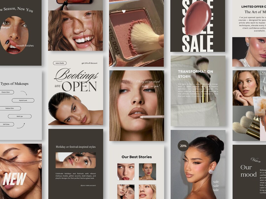 Makeup Artist Instagram Post Templates, Canva Posts for Muas & Beauty ...