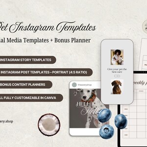 Pet Instagram Templates: Veterinary, Pet Shop Social Media Kit (Canva, Stock Photos Included) image 2