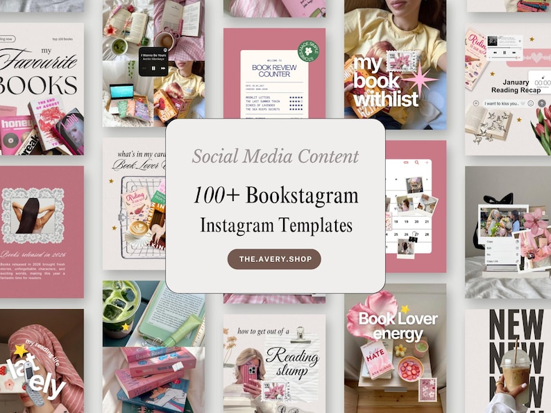 Bookstagram Instagramテンプレート、書評、Booktok、Canva読書日記ソーシャルメディアキット、Instagram投稿ストーリー＆リール、読書好き 画像 1