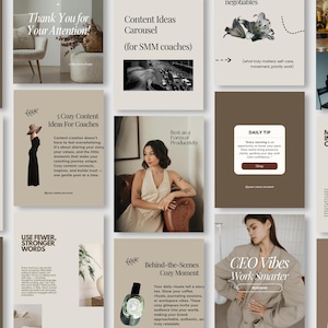 Elegant Instagram Carousel Templates: 60 Canva Slides for Coaches (Digital Download)