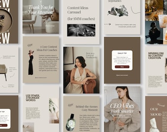 Elegant Instagram Carousel Templates: 60 Canva Slides for Coaches (Digital Download)