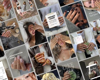 Instagram-Vorlagen für virale Nageldesigner, Nagelstudio, Maniküre, Social-Media-Kit für Beauty-Fans, Canva-Vorlagen für Nageldesigner, Beiträge für Nagelstudios