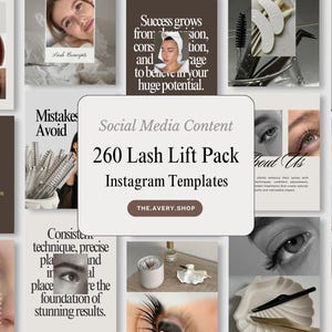 Pacchetto completo di modelli Instagram per laminazione ciglia, post e storie per Canva per saloni di bellezza, kit social media per lash artist, laminazione ciglia