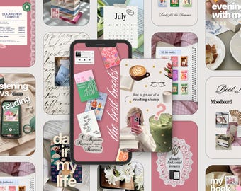 ブックスタグラムのInstagramストーリーテンプレート、本好きのためのCanvaテンプレート、読書ストーリー、ブックブロガーのInstagram、書評テンプレート