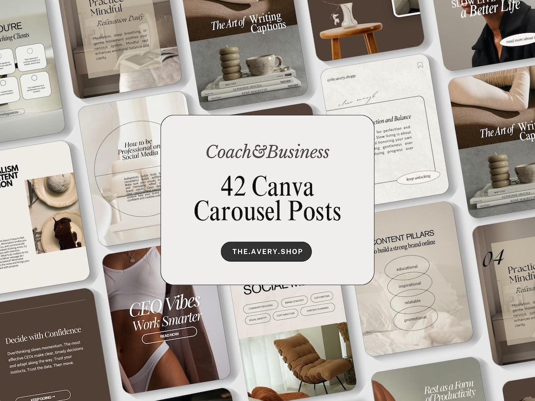 Beige Carousel Instagram Templates, Seamless Carousel Posts, Editable ...