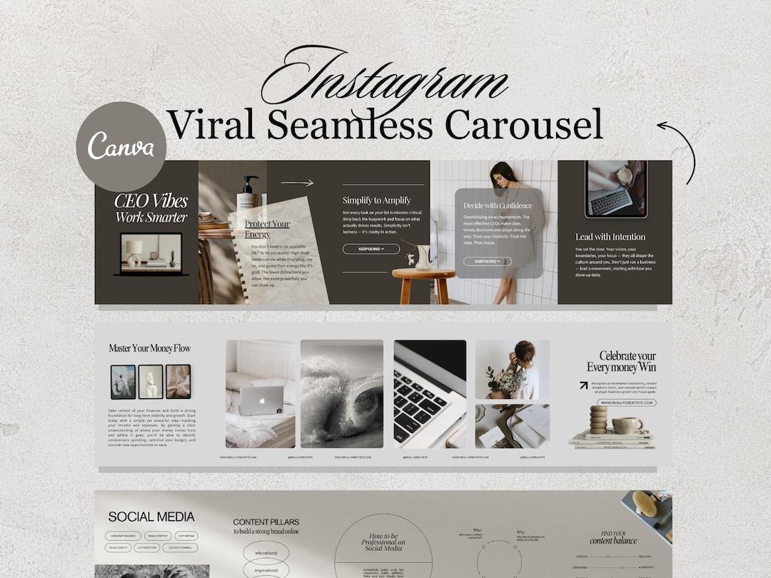 Viral Seamless Carousel Canva Templates, Instagram Carousel Templates ...